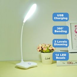 Table Lamps Office Desk LED Lamp USB Rechargeable Battery Bright Eye Care Mini Flex Room Children's Bedroom NightstandTable LampsTable