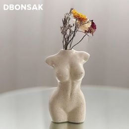 Body Art Design Flower Vase Nude Female Sculpture Creative Hobby Planting Machine Home Accessories Ornamental Y200709