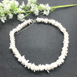 Chokers White Puka Natural Shell Piece Irregular Chips Seashell Choker Necklace Female Fashion Summer Beach Jewellery Necklaces For Women