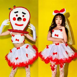 Stage Wear Christmas Snowman Hood Cute Set Puffy Dress Veil Role Cosplay Gogo Costume Pole Dance Nightclub Dj Show Outfits XS3297Stage Stage