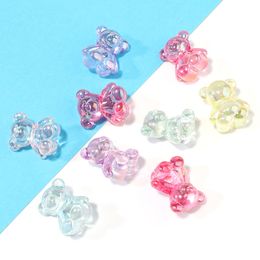 20pcs/lot Diy Loose Bead for Jewelry Bracelets Necklace Hair Ring Making Accessories Crafts Acrylic Kids Handmade Transparent Bear Beads