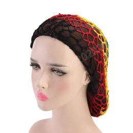 Women's Mesh Hair Net Crochet Cap Soft Rayon Snood Colourful Crocheted Hair Net Lady Weaving Network Oversize Knit Hat