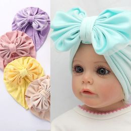 Cotton Newborn Turban Baby Hat With Bow Cute Bowknot boys Girls Beanies Candy Colors Bonnet for Bebes Headwear Toddler Hat 0-3T