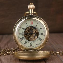 Pocket Watches Luxury High Quality Golden Hand Wind Mechanical Watch Roman Number Dial Pendant Chain Fob WatchPocket