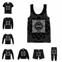 Men's Tracksuits Vitinea 3D Full Print Bandana T-shirt/Sweatshirt/Zip Hoodies/Thin Jacket/Pants Four Seasons Casual F09