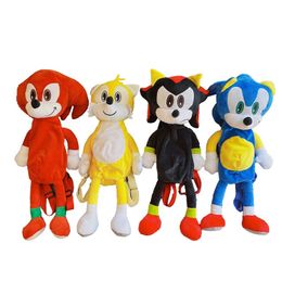 cartoon toys videos UK - 58cm Cute Hedgehog Sonic Plush Backpack Toy Anime Video Game Surrounding Doll Cartoon Animal Toy Children's Christmas Gift