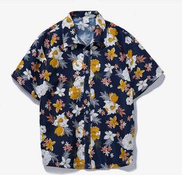 Summer Mens Shirt Hawaii Fashion Leaves Print Shirt 2022 Casual Short Sleeve Blouse Men Tops Beach Shirts Brand Men's Clothing