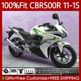 OEM Bodywork For HONDA CBR 500 R CC 500R 2011-2015 Green white Body 126No.108 CBR-500R CBR500 R CBR500R 2011 2012 2013 2014 2015 CBR500RR 11 12 13 14 15 Injection Fairing