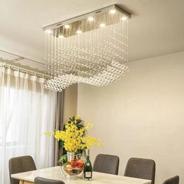 Pendant Lamps Restaurant Crystal Chandelier Creative Personality Modern Minimalist Dining Room Rectangular Bar Counter Long ChandelierPendan