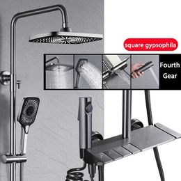 Bathroom Shower System Set Rainfall Gray Bathroom Shower Faucets Head Quality Brass New Arrival Piano Bath Shower Set
