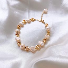 Charm Bracelets Korea Fashion Jewellery High-end Baroque Natural Freshwater Pearl Handmade Adjustable White Women Elegant BraceletCharm Lars22