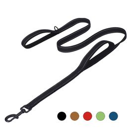 1 5 m Reflective Dog Leash Heavy Duty Double Padded Handles Lead for Control Safety Training Leashes Medium Large Pet Dogs LJ201109