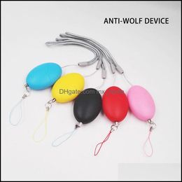 Egg Shaop Self Defence Keychain Alarm Child Women Girl Alert Personal Safety Scream Loud Anti Lost Wolf Attack Security Drop Delivery 2021 P