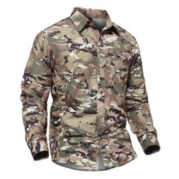 soldier shirt UK - Men's Casual Shirts Est Tactical Military Camouflage Quick Dry Army Combat Long Sleeve Clothing Man Spring Summer Soldier UniformMen's