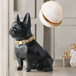 Statue Dog Home Crafts Tierharz Skulptur Moderne Kunst für Home Ornamente Dekoration Accessoires Figurine Gartendekor T200624