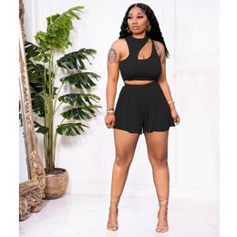 Women's Tracksuits Workout Women Two 2 Piece Set Outfit Sweatsuit 2022 Crop Top And Pleated Shorts Matching Street Basic TracksuitsWomen's