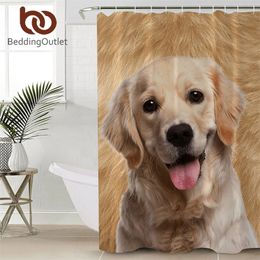BeddingOutlet 3D Print Dog Bathroom Curtain Decor Lovely Dachshund Bath Brown Pug Shower Cute Puppy tenda doccia 220429