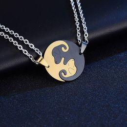 Dog Couple Stitching Necklace A Pair Of Male Female Students Girlfriends Simple Cute Korean Titanium Steel Friendly Pendant