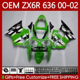 Injection Body For KAWASAKI NINJA ZX 6R 600 CC 6 R ZX636 ZX-600 00-02 Bodywork 133No.17 ZX 636 600CC ZX-636 ZX-6R 2000 2001 2002 ZX600 ZX6R 00 01 02 OEM Fairings green factory