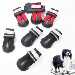 Reflective Dog Shoes Socks Winter Dog Boots Footwear Rain Wear waterproof Anti Skid Pet Shoes for Husky Medium Large dogs 201028