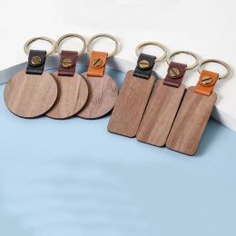 Wood Keyring For Men personalise key rings For Keys PU Leather Keychains Women Accessories Wholesale Trend Fashion Jewellery