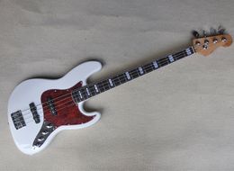 White 4 Strings Electric Jazz Bass Guitar with Rosewood Fingerboard Can be Customised