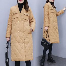 Women's Trench Coats Premium Women Quilted Jacket Winter Thick Warm Cotton Clothing Female Loose Long Down Coat Casual Parker Overcoat 5XLWo