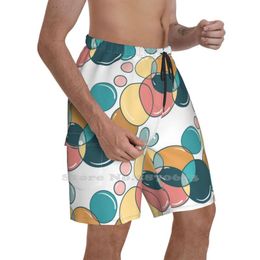 Men's Shorts Retro Bubbles On White Men'S Fashion Sports Dots Polkadots Circles Teal Pink Peach Yellow GreenMen's