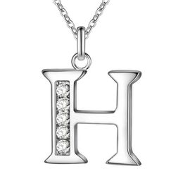 Pendant Necklaces Letters Initial Necklace For Women Silver Colour Disc Cubic Zirconia Alphabet Men Hip Hop JewelryPendant