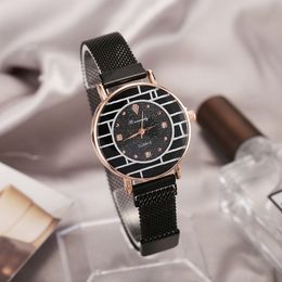 Personality Romantic Women Wristwatches Magnet Buckle Watches Fashion Ladies Rhinestone Small Dial Steel Mesh Belt Quartz Watch