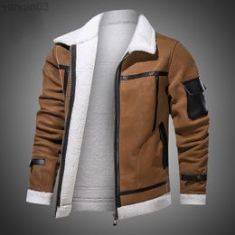 Eur/Us Size Mens Casual Faux Fur Leather Jacket Motorcycle Pu Jackets Winter Outerwear Men Fur Collar Jackets Male Clothing L220801