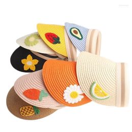 Est Child Girl Floral Sun Hat Summer Kids Boy Baby Casual Beach Holiday Sunshade Caps Flower Fruit Hats Wide Brim Elob22
