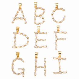 Pendant Necklaces Big CZ Letter Necklace DIY Copper Gold Plated Initial Alphabet Name Jewellery Making Colgante De Letra Pdta850Pendant