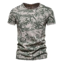 AIOPESON Hawaii Style 100% Cotton T-Shirt Men O-neck Print Shirt Men Casual Men Clothing Summer High Quality Men's T Shirts 220323