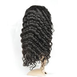 13x4 Transparent Lace frontal wigs Human hair Loose deep Brazilian frontal wig 180% density nature black color