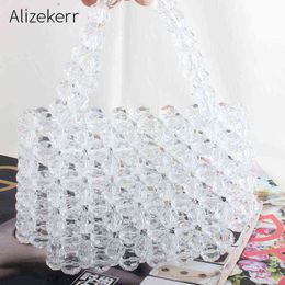 Evening Bag Hollow Crystal Handbag Women Luxury Handmade Beaded Acrylic Clutch Party Wedding Transparent Carrying 220622