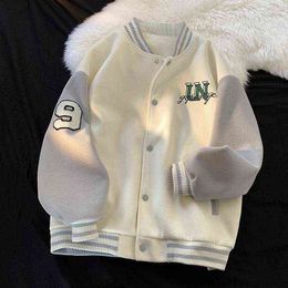 2022 Spring Baseball Uniform Retro Loose Embroidery Jacket Female Baseball Uniform American Shirt Jacket Ins Tide Clothes Top Y220803