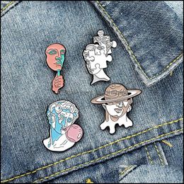 Pins Brooches Jewellery Scpture Enamel Pins Custom Fun Art Bag Clothes Lapel Pin Label Badge Cartoon Gift For Friends Drop Delivery 2021 Fchr