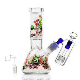 REANICE Mini Glass Bong Set with Belly Luminous Water Pipe Small Hookah Height 20 cm Cut 18.8 Bowls