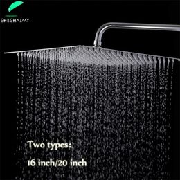 Chrome Polished Ultrathin Shower Head 16/20 inch Rainfall Shower Head Bathroom Large Flow Showerhead 200925