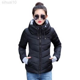 Winter Jacket Women Clothes Womens Parkas Thicken Outerwear Solid Coats Short Female Slim Cotton Padded Basic Tops Hiver L220730