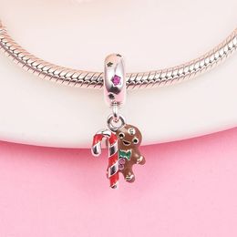 Christmas S925 Jewellery Gingerbread Man Dangle Charm 925 Sterling Silver Bead Fit Pandora Bracelet Beads Jewellry Making DIY For Women Gift Accessories 799637C01