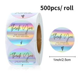 Gift Wrap 500Pcs Round Thank You Stickers Commercial Decoration Holographic For Supporting My Business Sticker Stationery SupplyGift