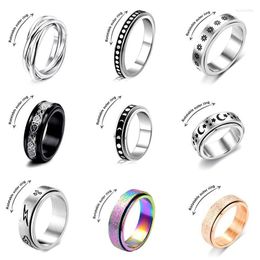 Cluster Rings Anxiety Ring For Women Men Moon Fidgets 2022 Trend Punk Y2k Jewellery Stainless Steel Anti Stress Rotate GiftCluster Wynn22