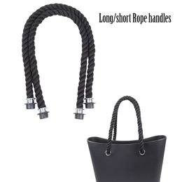 New 1 Pair Long Short Black Natural Hemp Rope Handle for O bag Obag Women Handbag Classic Mini EVA Bag 210302