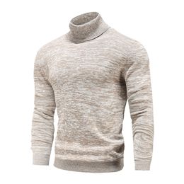 Winter Mens Turtleneck Sweaters Cotton Slim Knitted Pullovers Men Solid Colour Casual Sweaters Male Autumn Knitwear 220817