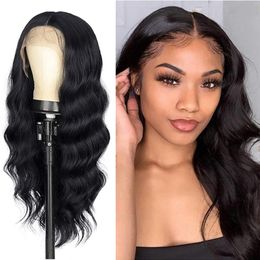 Body Wave Lace Wigs For Women Seamls Long Wavy Synthetic Lace Wig Pre Picked With Baby Hair Heat Ristant Fibre Wig Party