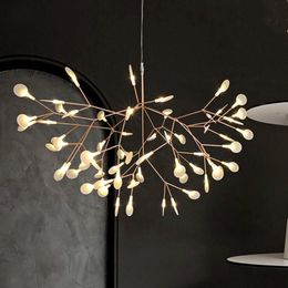 Pendant Lamps Post-Modern Led Firefly Chandelier Simple Acrylic Leaf Room Lamp Living Art Hanging Lights ShellsPendant