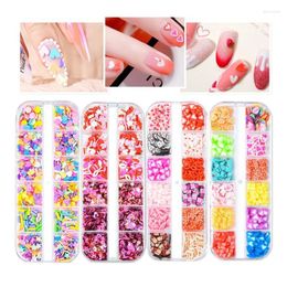 butterfly glitter nails Canada - Nail Art Decorations Grids Box Laser Love Heart Butterfly Sequins Mixed Color Sparkle Glitter Flakes 3D AccessoriesNail Stac22
