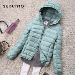 SEDUTMO Winter Womens Down Jackets Short Ultra Light Duck Down Coat Hooded Puffer Jacket Autumn Parkas L220730